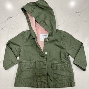Old Navy Spring Jacket Olive Green & Pink 6-12M